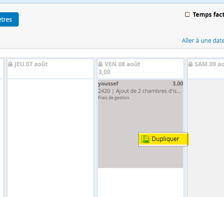 Dupliquer des entrées de temps