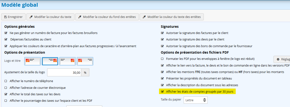 Modele global personnalisation
