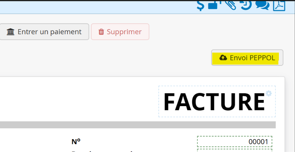 Bouton envoi de facture via Peppol