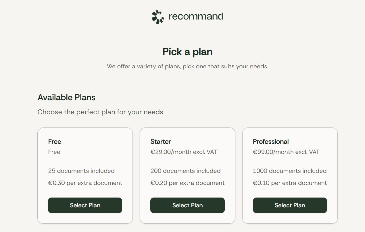 Recommand choix du plan