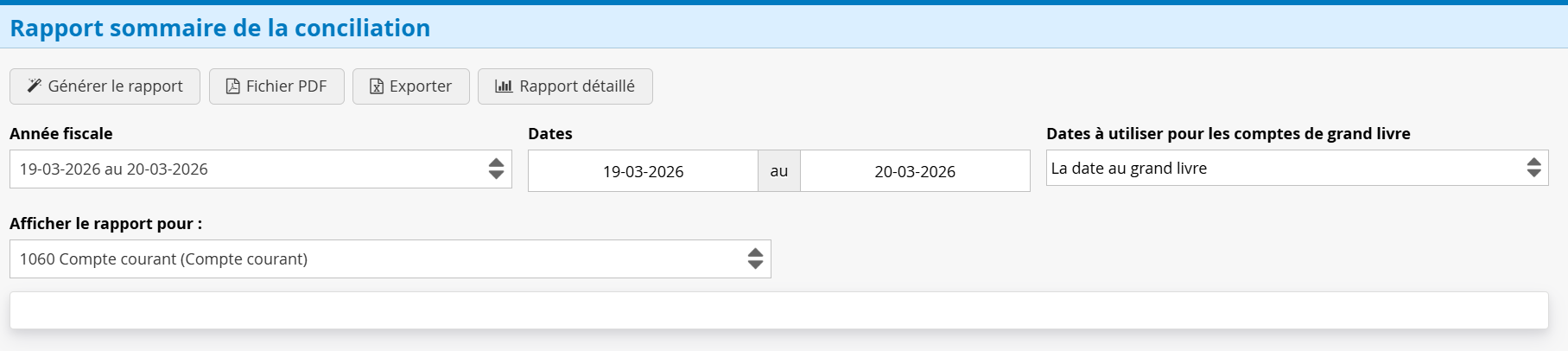 Rapport de conciliation bancaire Logiciel