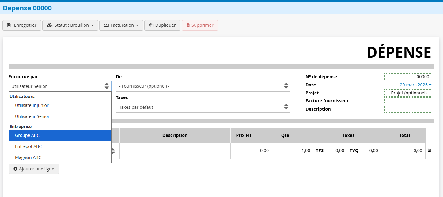 Remboursement de frais encouru par entreprise