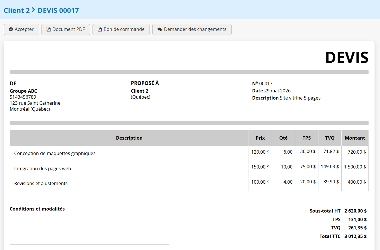 Logiciel devis en ligne agence web