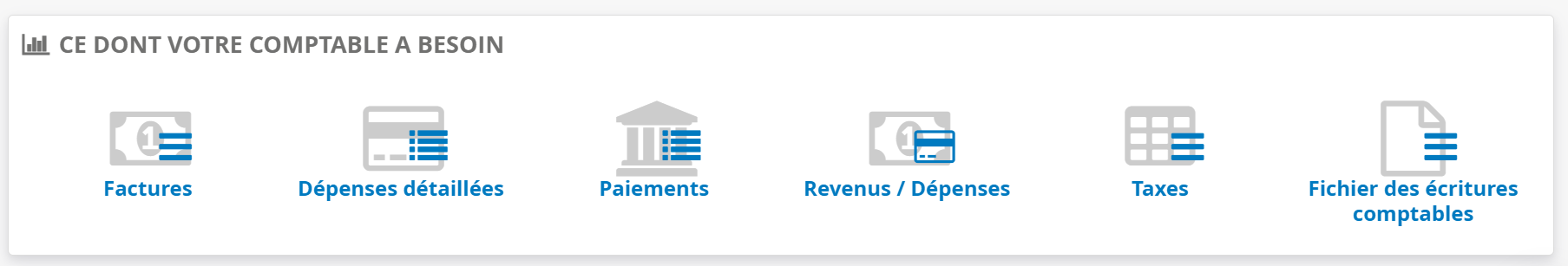 Ce dont votre comptable a beosin tableau indicateur