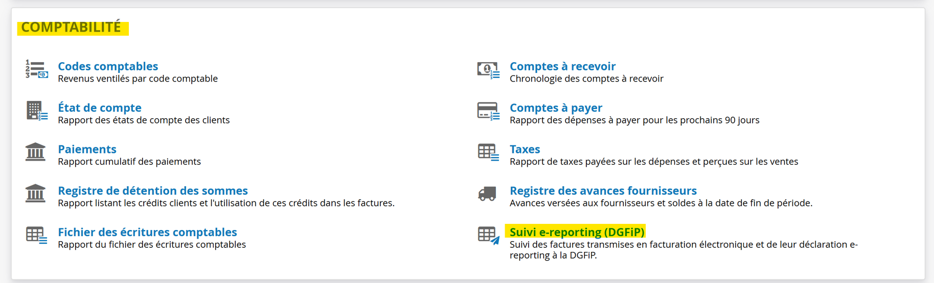 Suivi e reporting DGFIP rapport